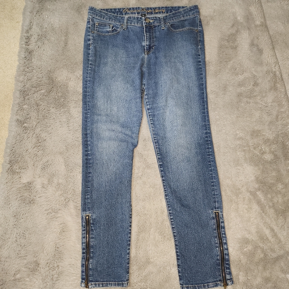 Gap 1969 Premium blue super skinny jeans with Ankle zipper detail Size 12R - Picture 2 of 4